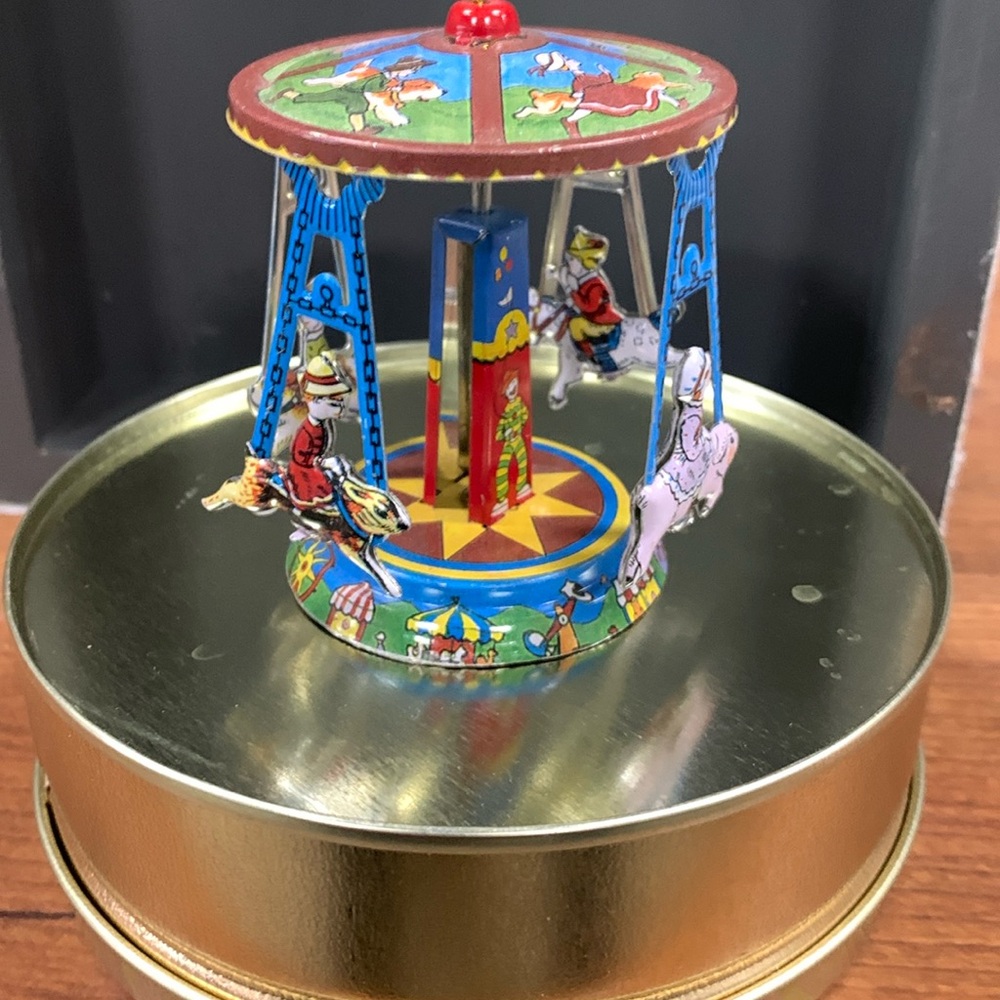 Vintage Schylling Metal Tin Toy Metal Carousel Ornament